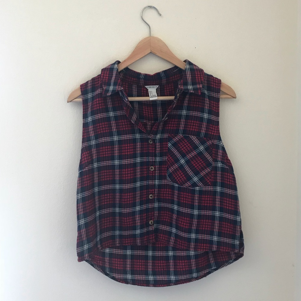 FOREVER 21 - plaid cropped top button up